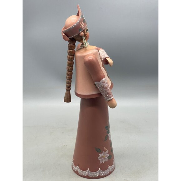 vintage wood figurine queen moveable arms signed 2002 jewelry crown 12" READ - Picture 5 of 7